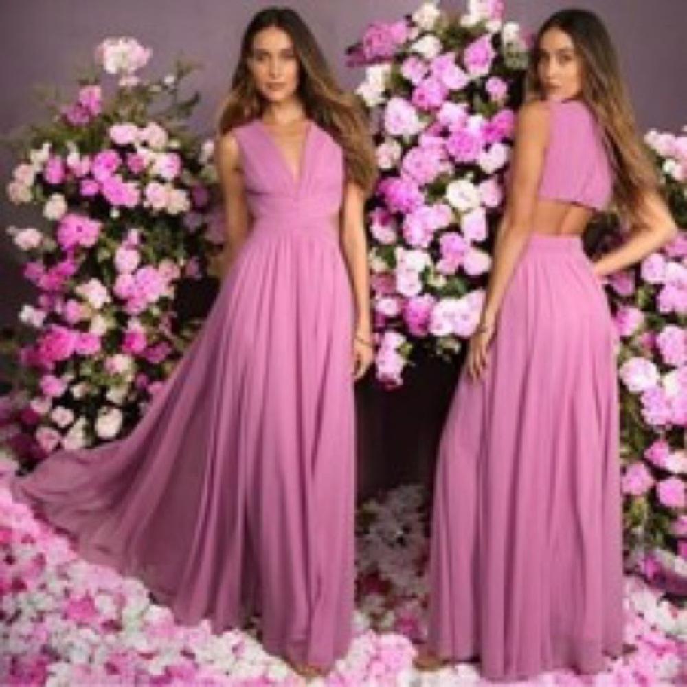 Lulu's Ruched Halter Gown